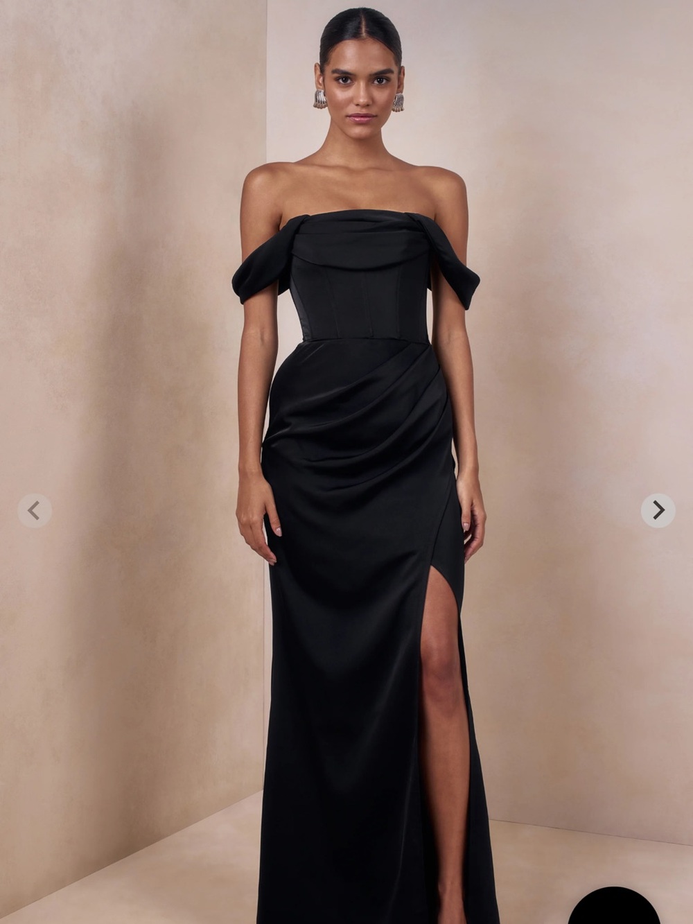 Celine Black Strapless Off-Shoulder Evening Gown
